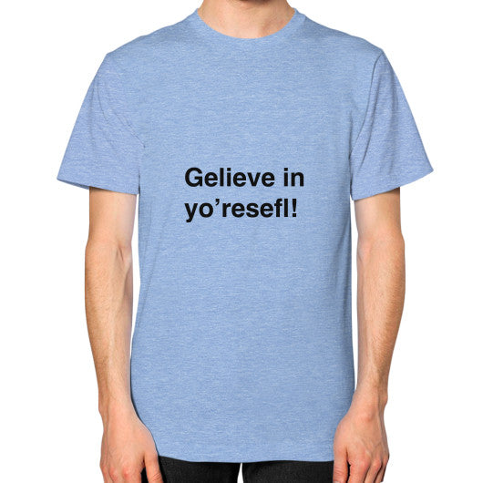 Unisex T-Shirt (on man) Tri-Blend Blue unorthodoxy