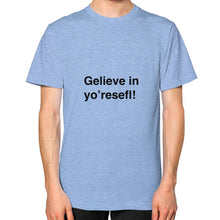 Unisex T-Shirt (on man) Tri-Blend Blue unorthodoxy