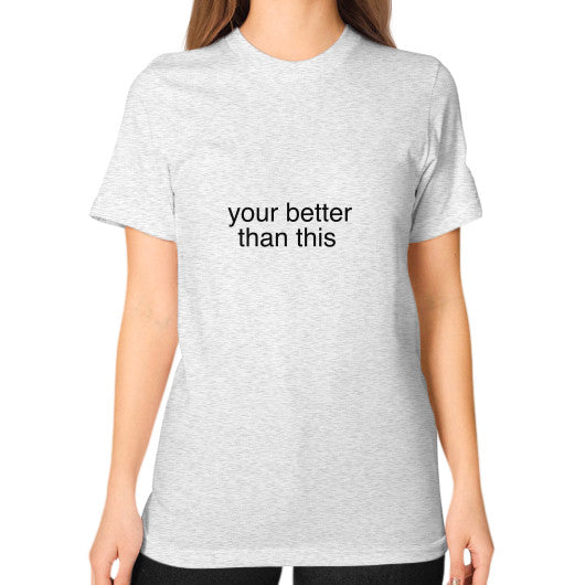 Unisex T-Shirt (on woman) Ash grey unorthodoxy