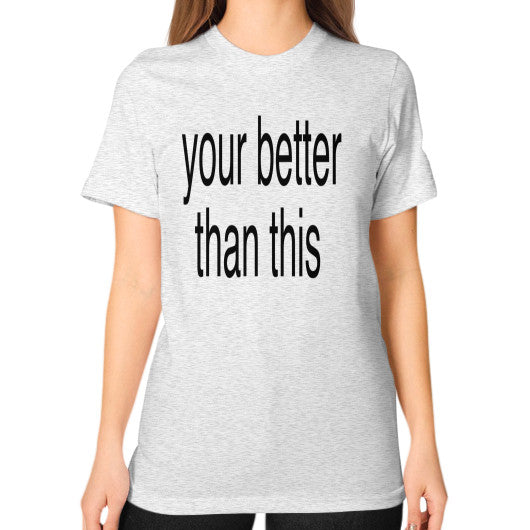 Unisex T-Shirt (on woman) Ash grey unorthodoxy
