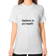 Unisex T-Shirt (on woman) Ash grey unorthodoxy