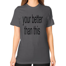 Unisex T-Shirt (on woman) Asphalt unorthodoxy
