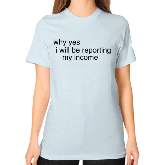 Unisex T-Shirt (on woman) Light blue unorthodoxy