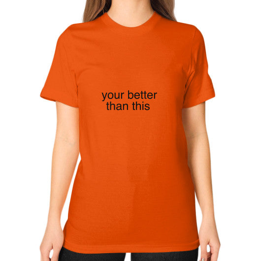 Unisex T-Shirt (on woman) Orange unorthodoxy