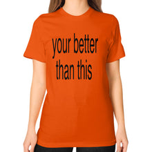Unisex T-Shirt (on woman) Orange unorthodoxy