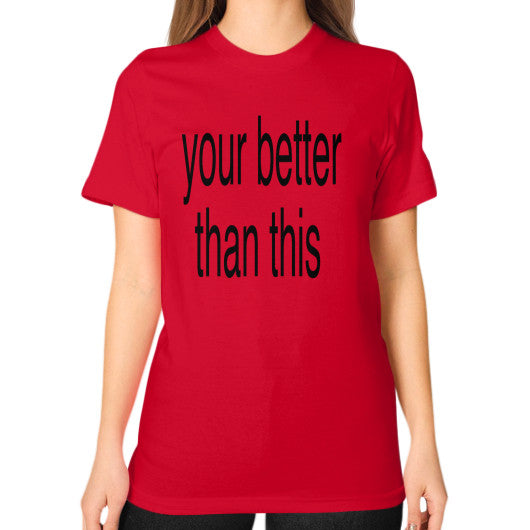 Unisex T-Shirt (on woman) Red unorthodoxy