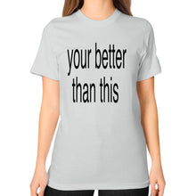 Unisex T-Shirt (on woman) Silver unorthodoxy