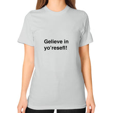 Unisex T-Shirt (on woman) Silver unorthodoxy