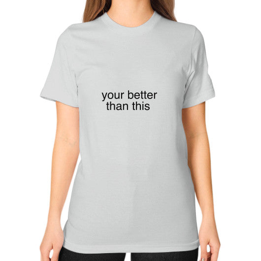 Unisex T-Shirt (on woman) Silver unorthodoxy