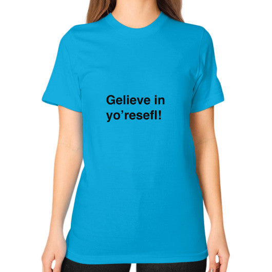 Unisex T-Shirt (on woman) Teal unorthodoxy