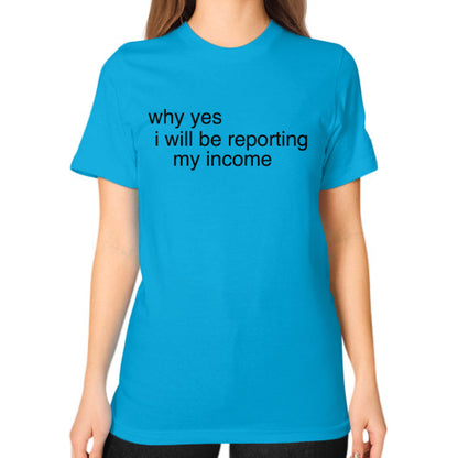 Unisex T-Shirt (on woman) Teal unorthodoxy