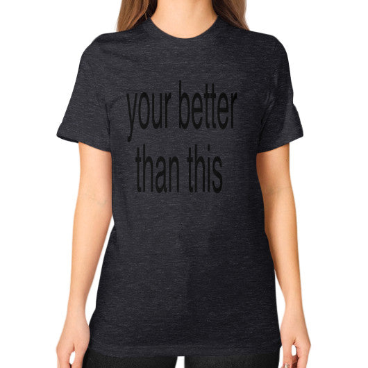 Unisex T-Shirt (on woman) Tri-Blend Black unorthodoxy