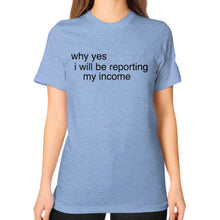 Unisex T-Shirt (on woman) Tri-Blend Blue unorthodoxy