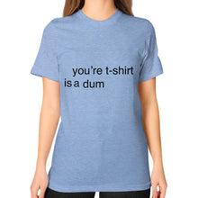 Unisex T-Shirt (on woman) Tri-Blend Blue unorthodoxy