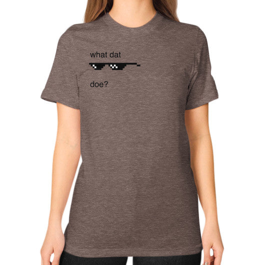 Unisex T-Shirt (on woman) Tri-Blend Coffee unorthodoxy