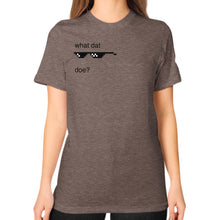 Unisex T-Shirt (on woman) Tri-Blend Coffee unorthodoxy