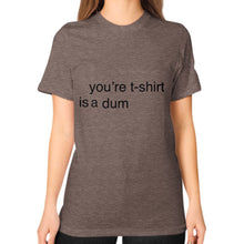 Unisex T-Shirt (on woman) Tri-Blend Coffee unorthodoxy