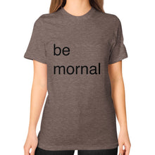 Unisex T-Shirt (on woman) Tri-Blend Coffee unorthodoxy