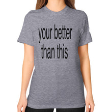 Unisex T-Shirt (on woman) Tri-Blend Grey unorthodoxy