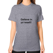 Unisex T-Shirt (on woman) Tri-Blend Grey unorthodoxy