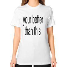 Unisex T-Shirt (on woman) White unorthodoxy