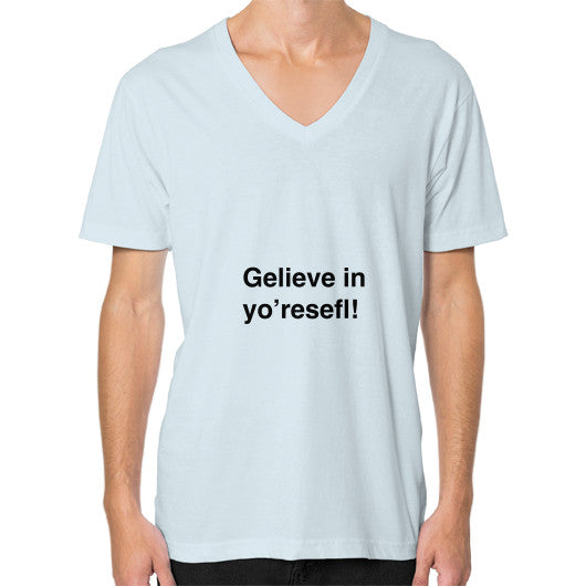 V-Neck (on man) Light blue unorthodoxy