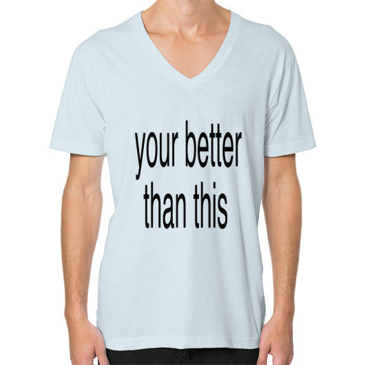V-Neck (on man) Light blue unorthodoxy